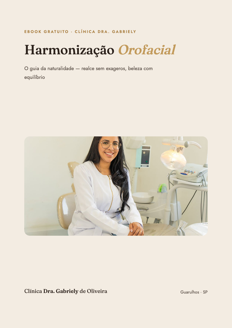 Capa do ebook Harmonização Orofacial — o guia da naturalidade, por Dra. Gabriely de Oliveira